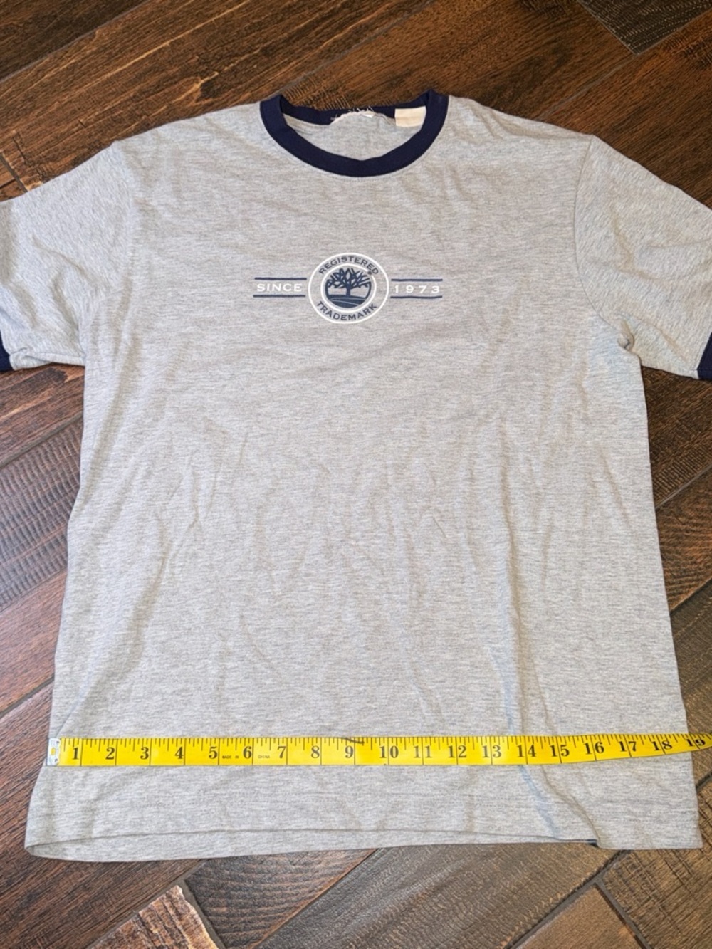 Men's Heather Gray Ringer Tee with Navy Trim - Timberland